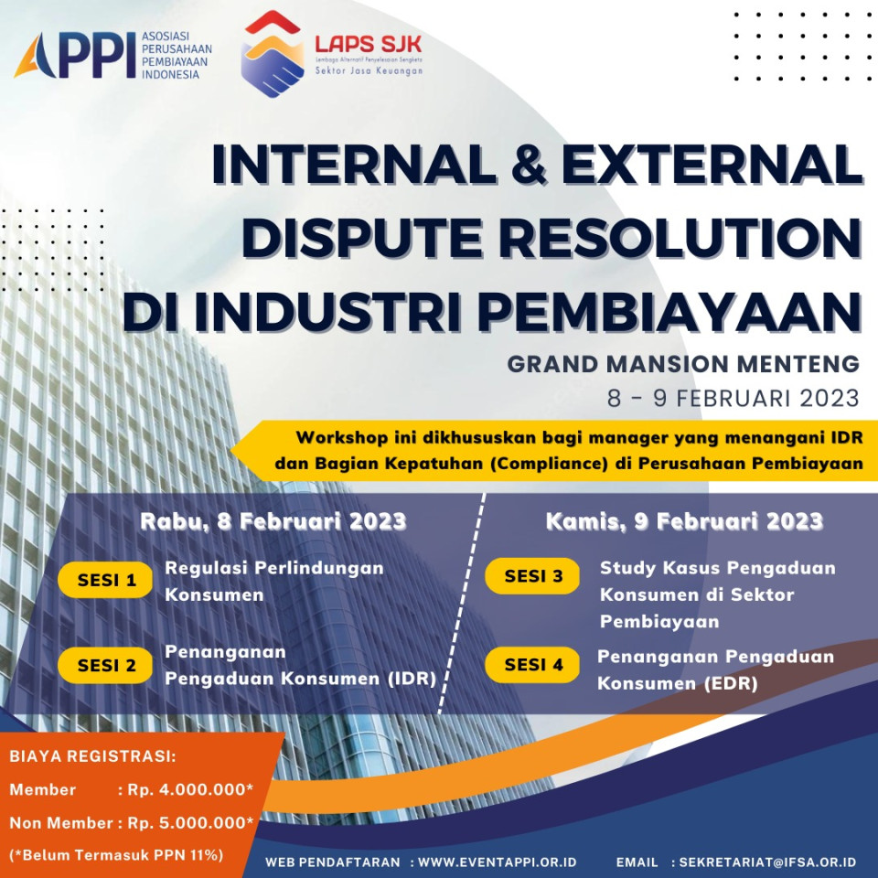 Workshop Internal & External Dispute Resolution di Industri Pembiayaan