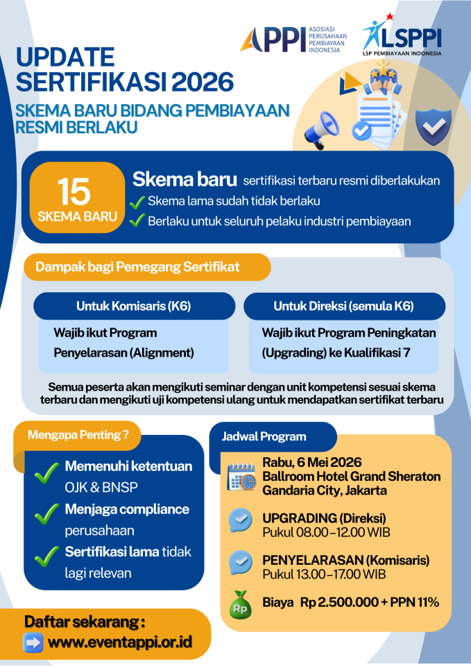 PENDAFTARAN KOMISARIS - Program Peningkatan atau Upgrading dan Penyelarasan Skema Sertifikasi Terbaru Bidang Pembiayaan